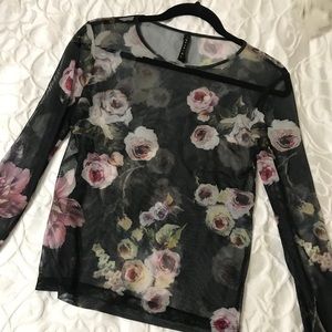Soft net imperial blouse with floral print